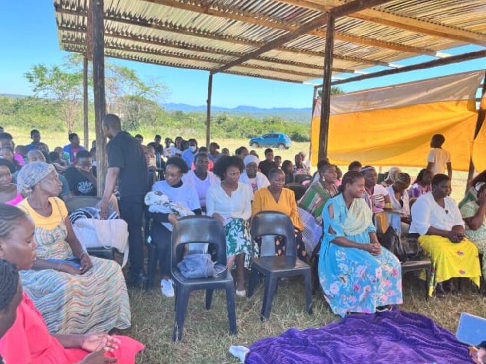 An open-air gathering in the field