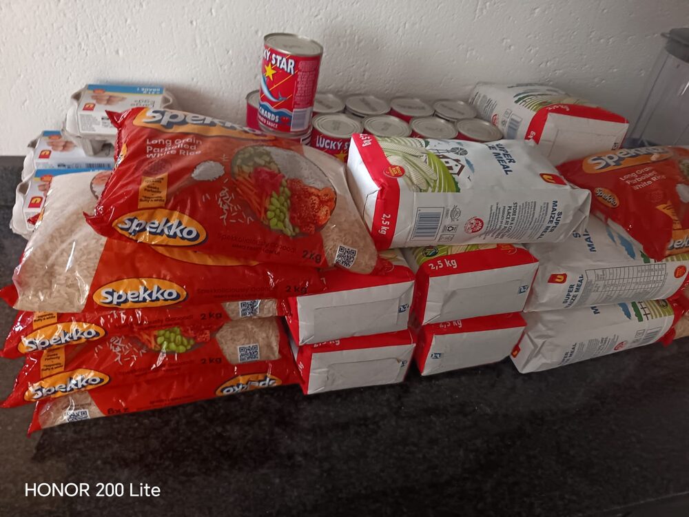 Food parcels prepared for families in the community